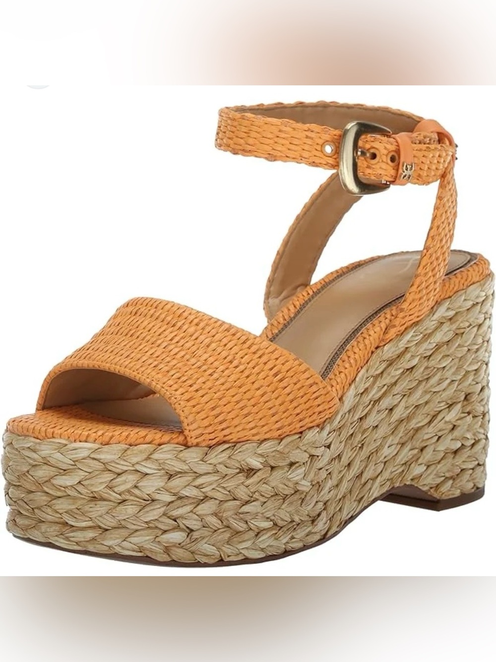 Sam Edelman Orange Woven Espadrille Platform Wedges Size 8.5